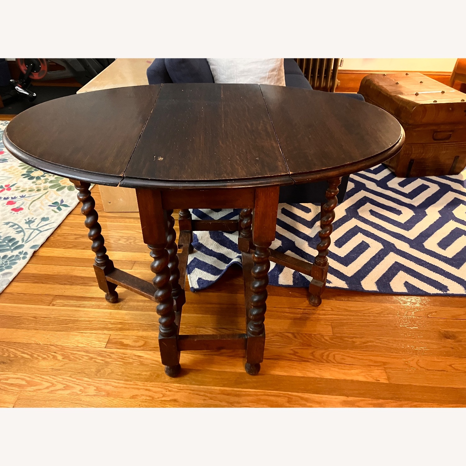 English Barley Twist Drop-Leaf Table - image-2