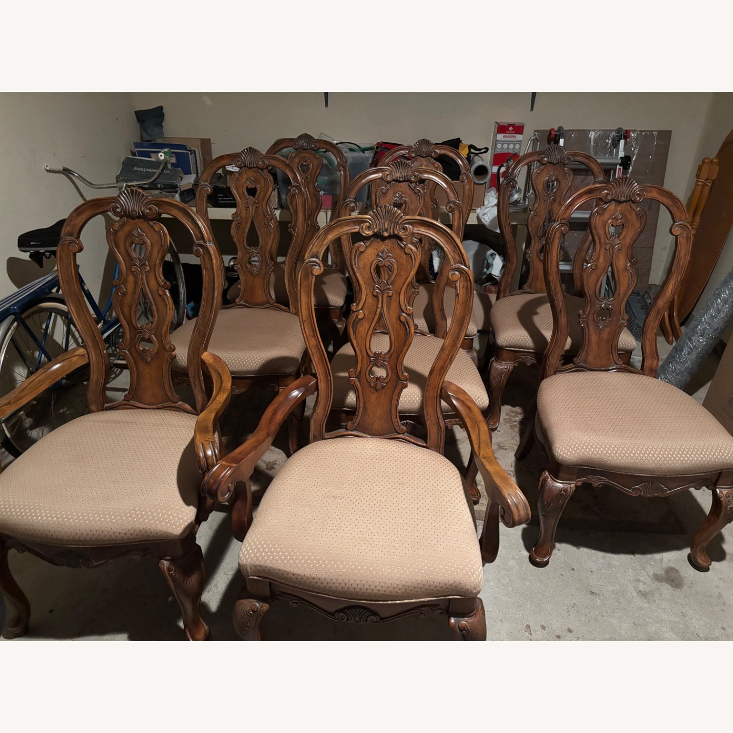Vintage French-Style Wooden Dining Chair Set - image-2
