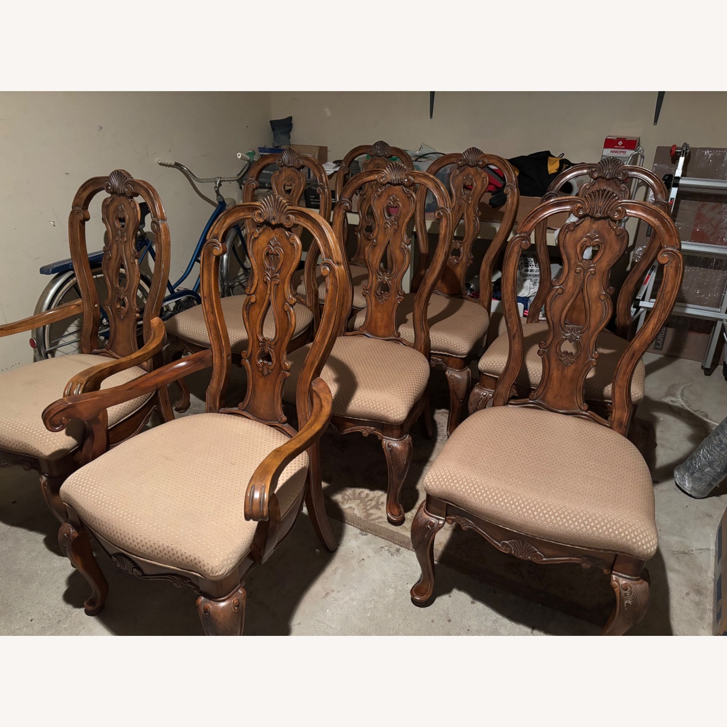 Vintage French-Style Wooden Dining Chair Set - image-3