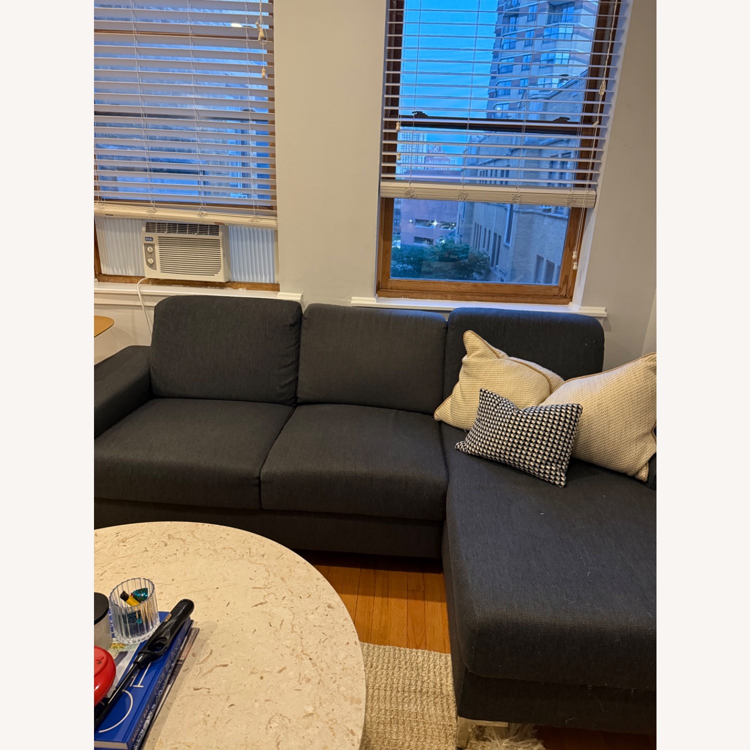 Navy Blue Sectional Couch - image-1