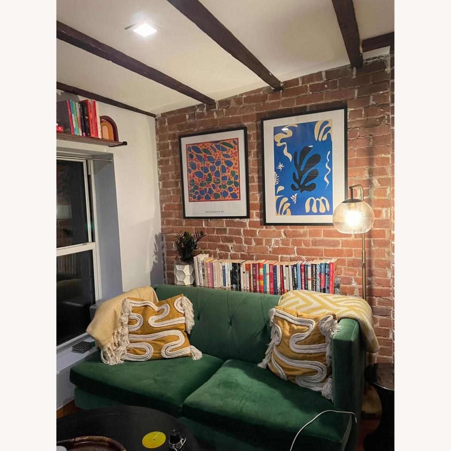 CB2 Avec Apartment Sofa in Emerald Green Velvet - image-3