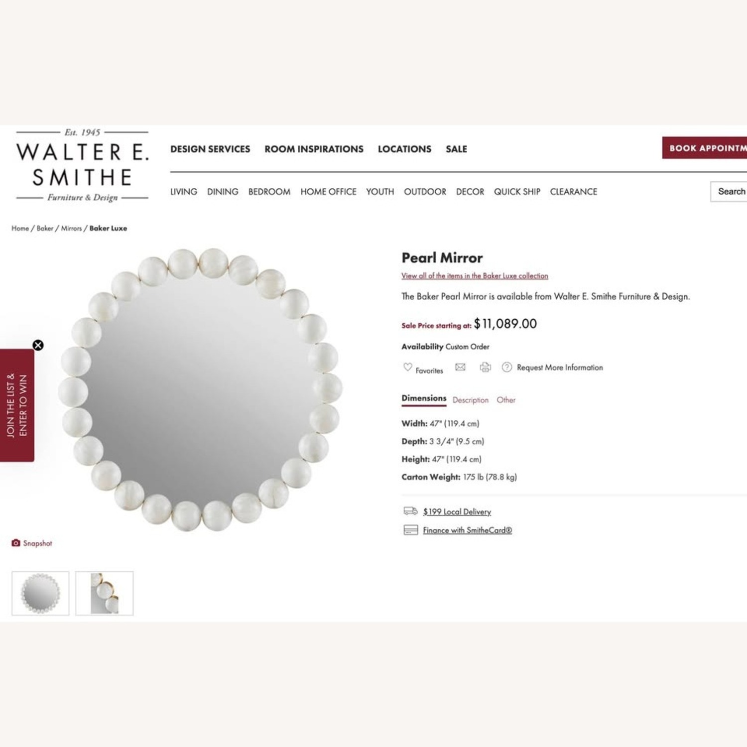 Baker Luxe Pearl Mirror - image-2