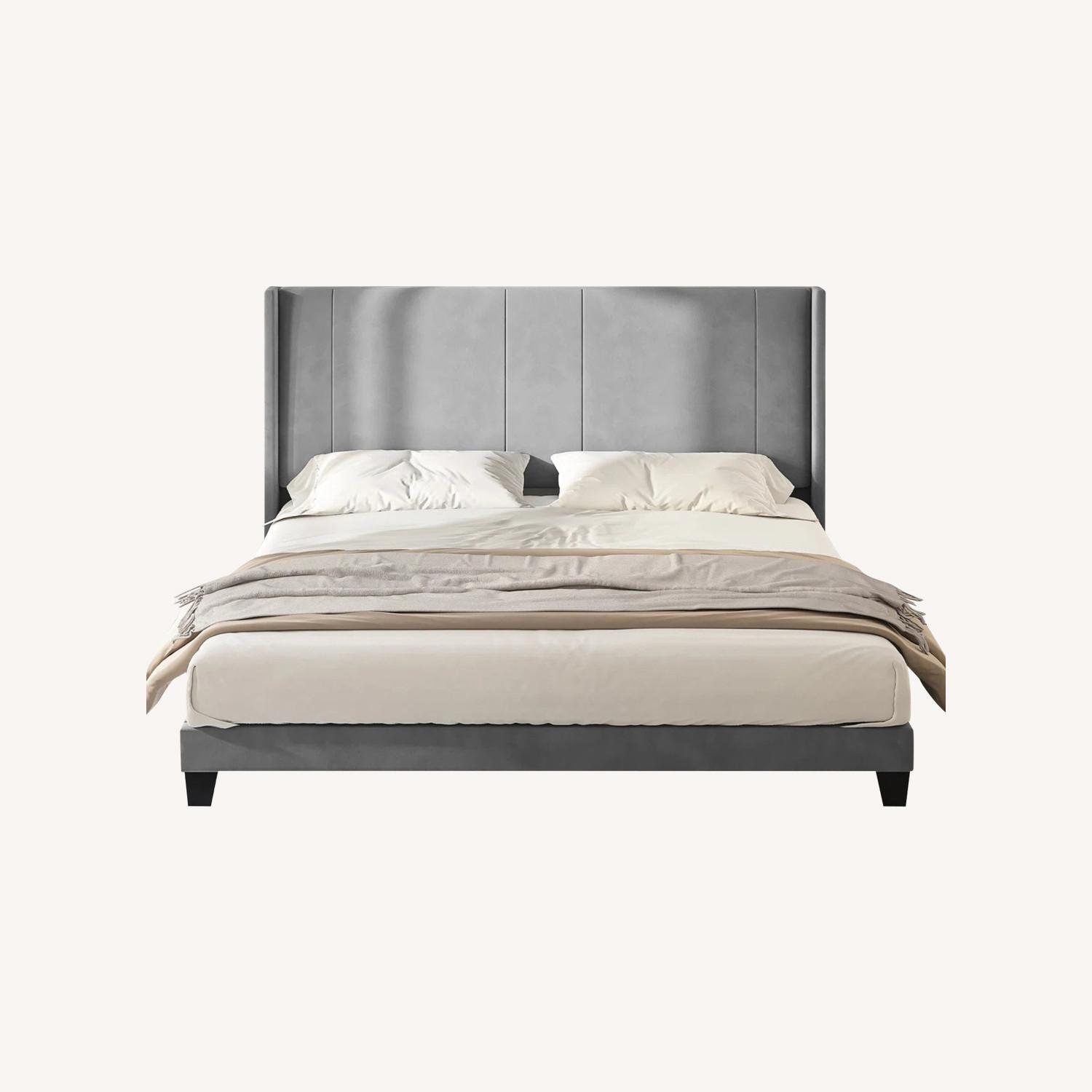 Light-Grey King Sized Bed - image-0
