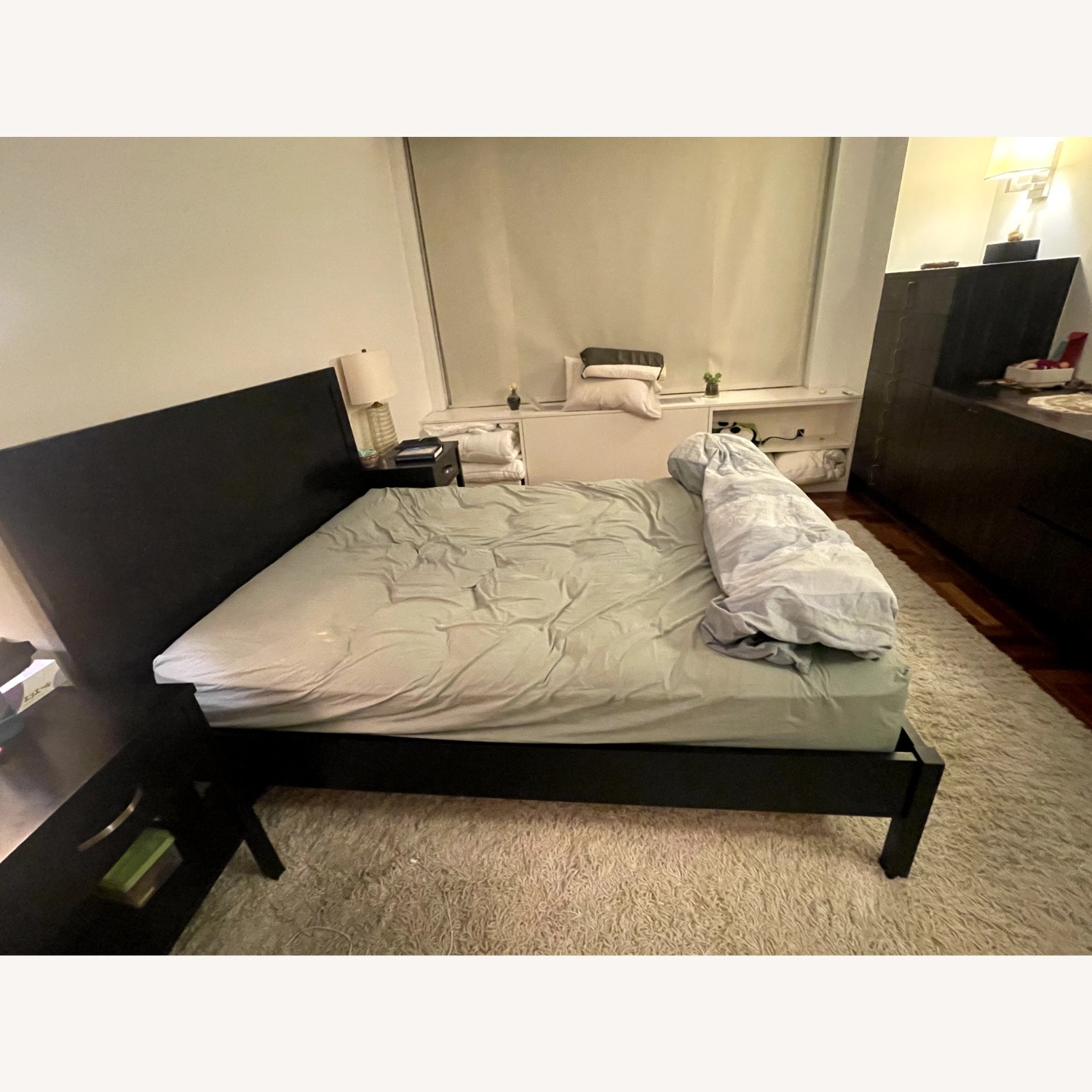 Black Queen Sized Bed Frame With Headboard - image-2