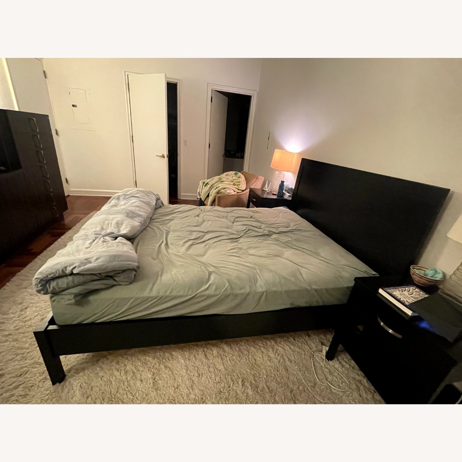 Black Queen Sized Bed Frame With Headboard - image-4