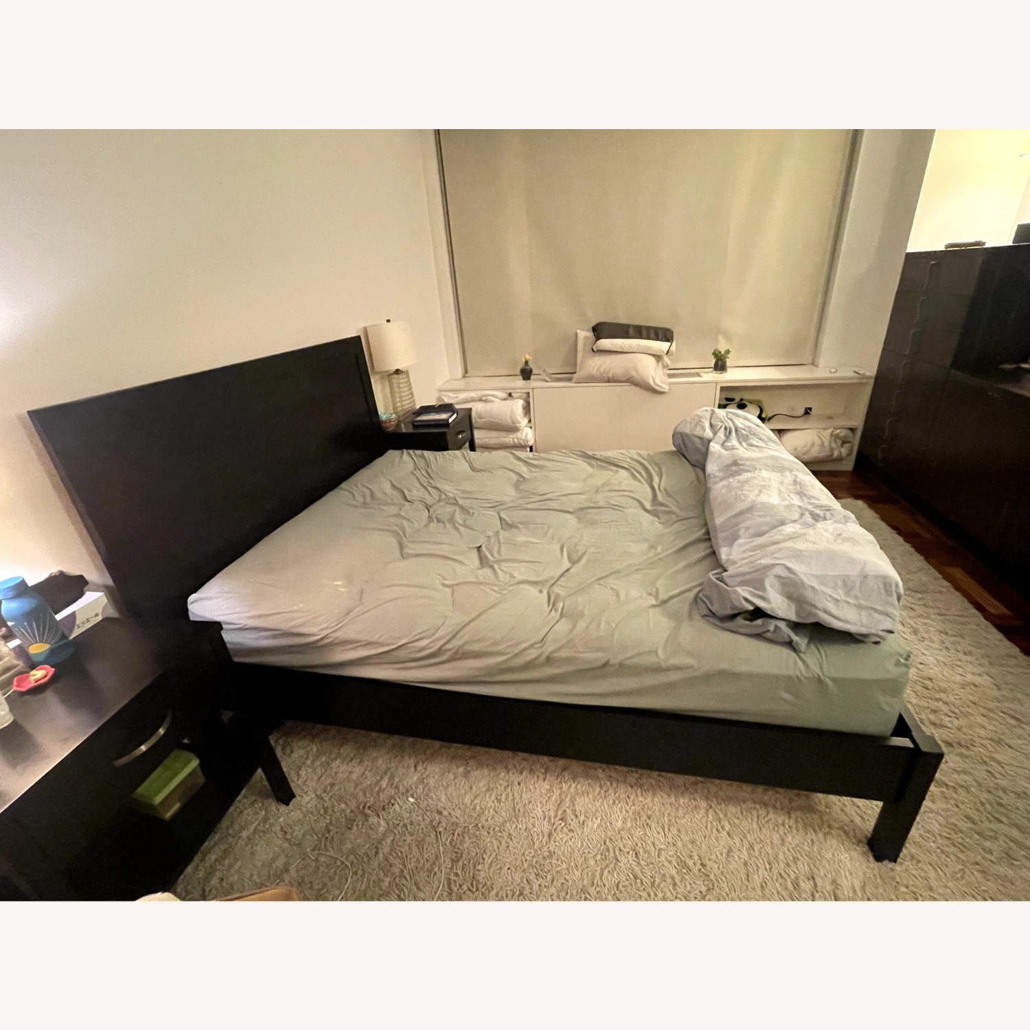 Black Queen Sized Bed Frame With Headboard - image-3