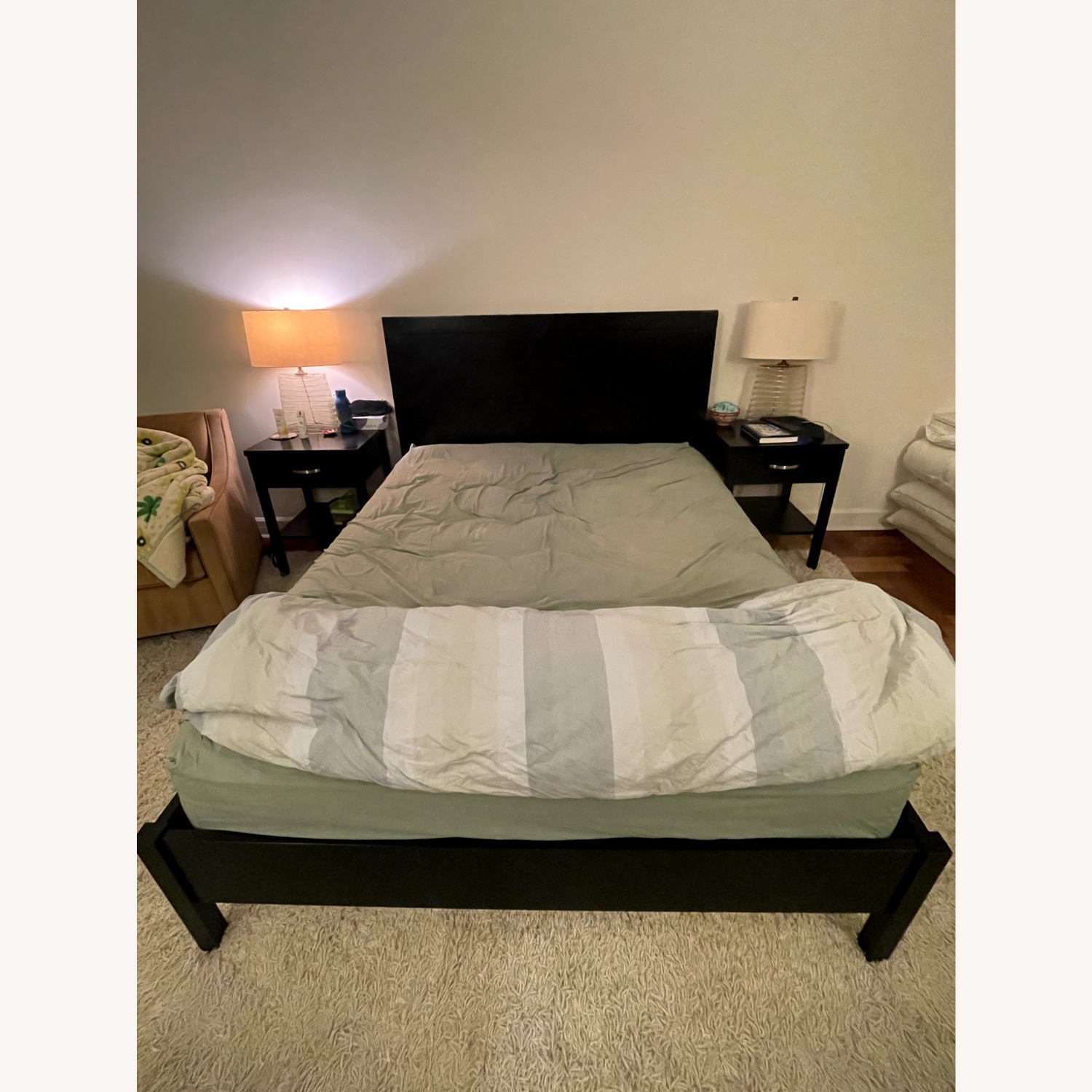 Black Queen Sized Bed Frame With Headboard - image-1