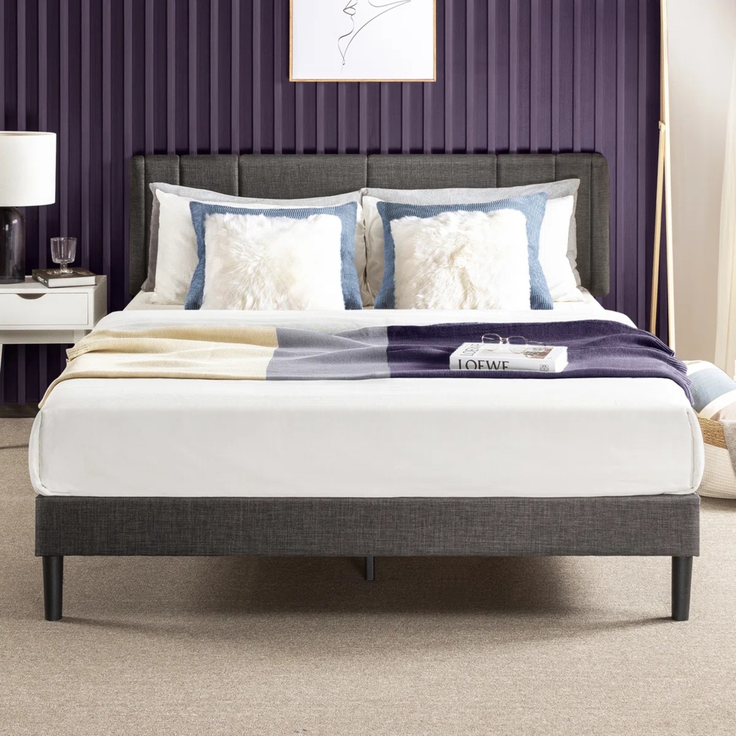 Light Grey Queen Bed Frame - image-4