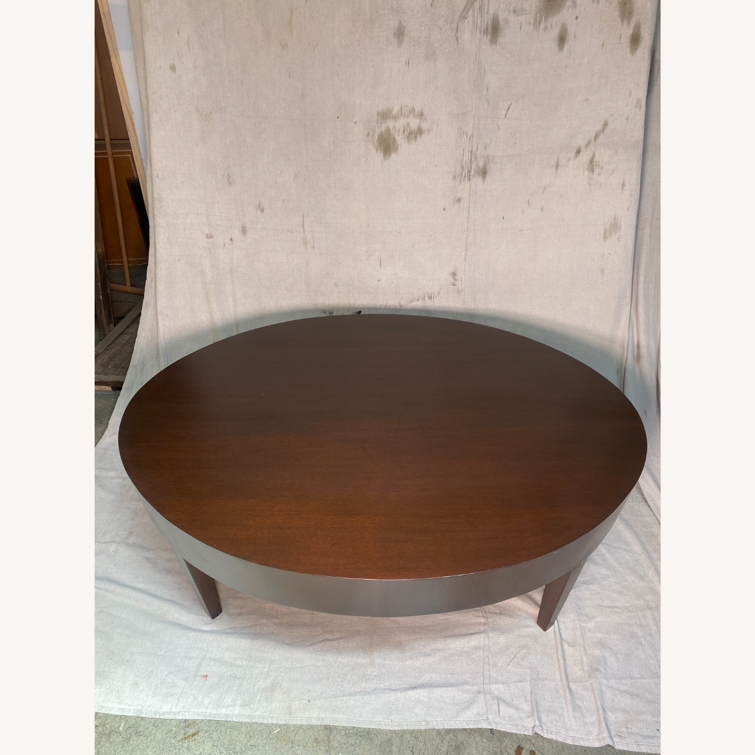 Oval Oak Wood Barbara Barry Coffee Table 1980s - image-6