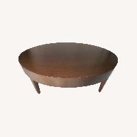 Oval Oak Wood Barbara Barry Coffee Table 1980s