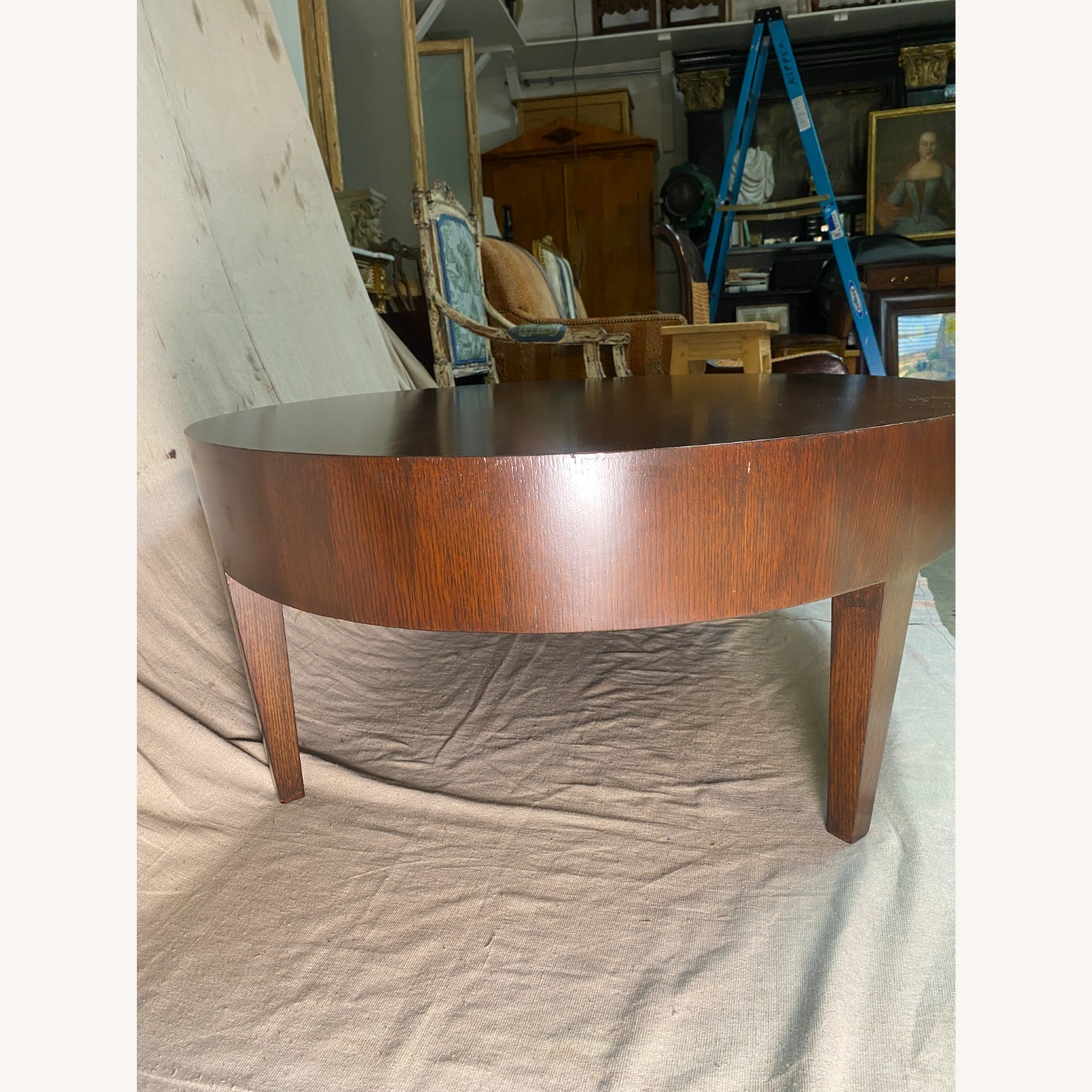 Oval Oak Wood Barbara Barry Coffee Table 1980s - image-4