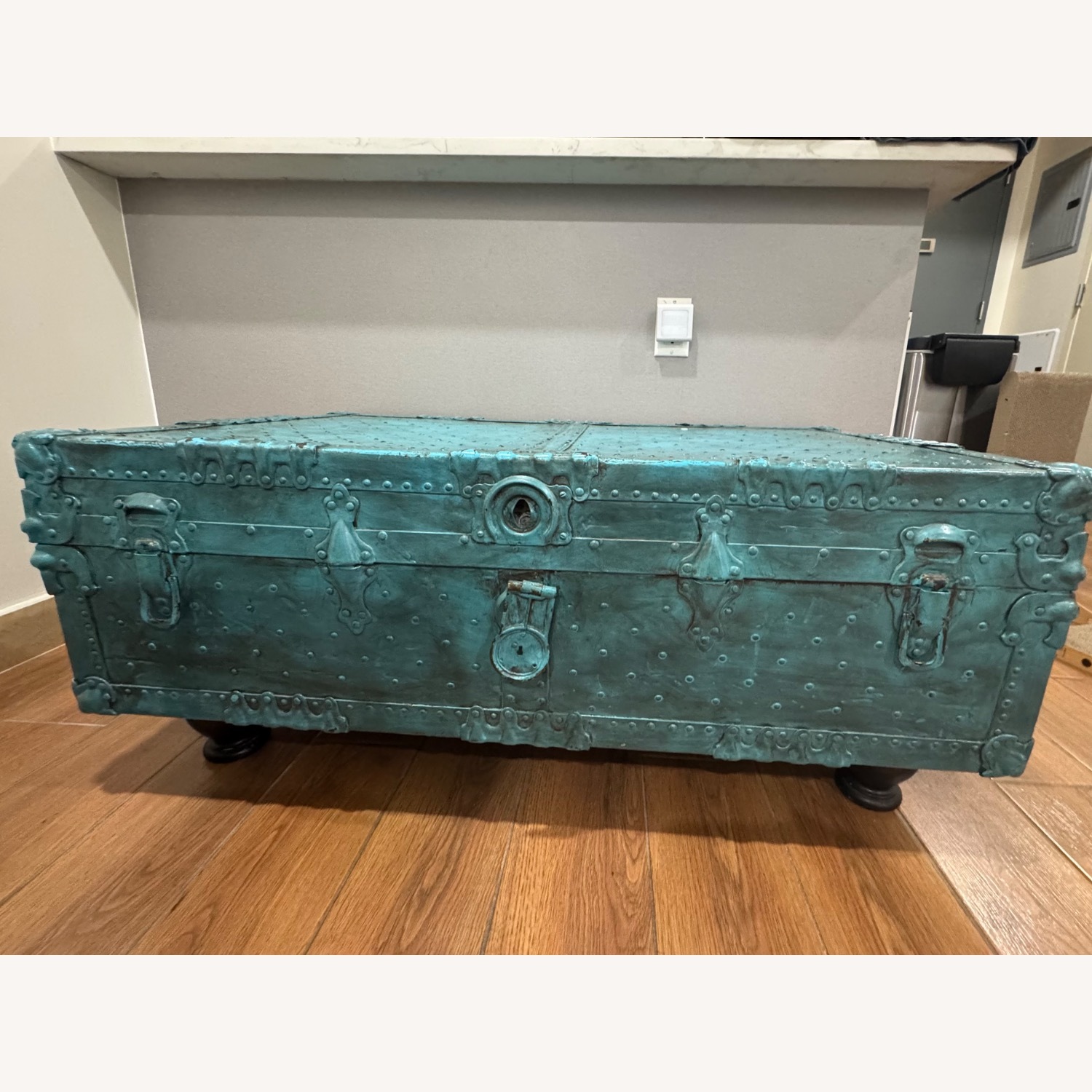 Vintage 1960s Turquoise Trunk - image-1
