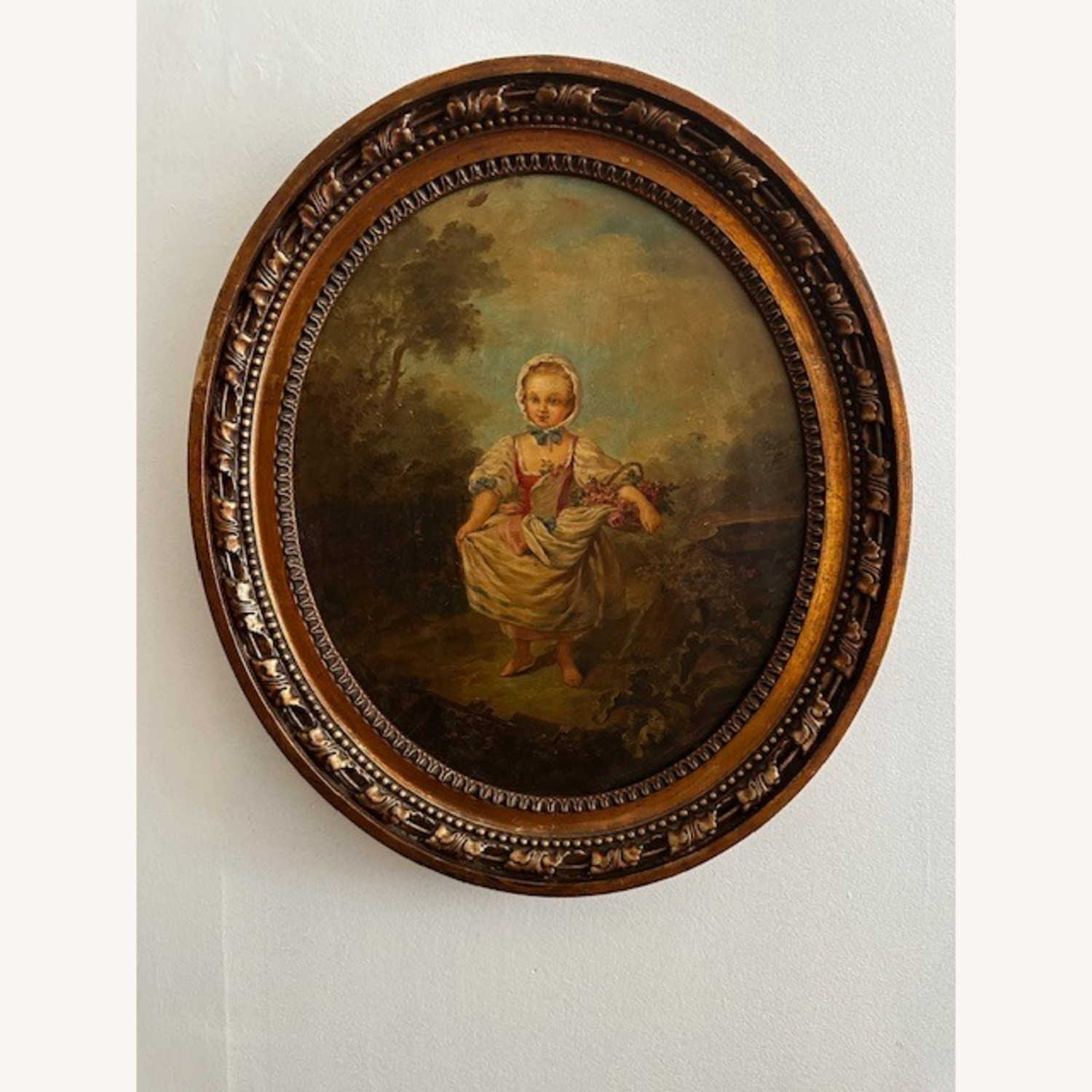 Pair of Original Antique Oil on Canvas Painting - image-2