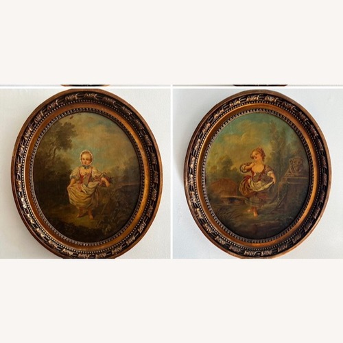 Used Pair of Original Antique Oil on Canvas Painting for sale on AptDeco