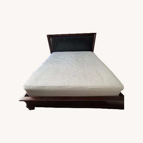 Used King Size Bed Frame/ Leather Headboard/ Set for sale on AptDeco