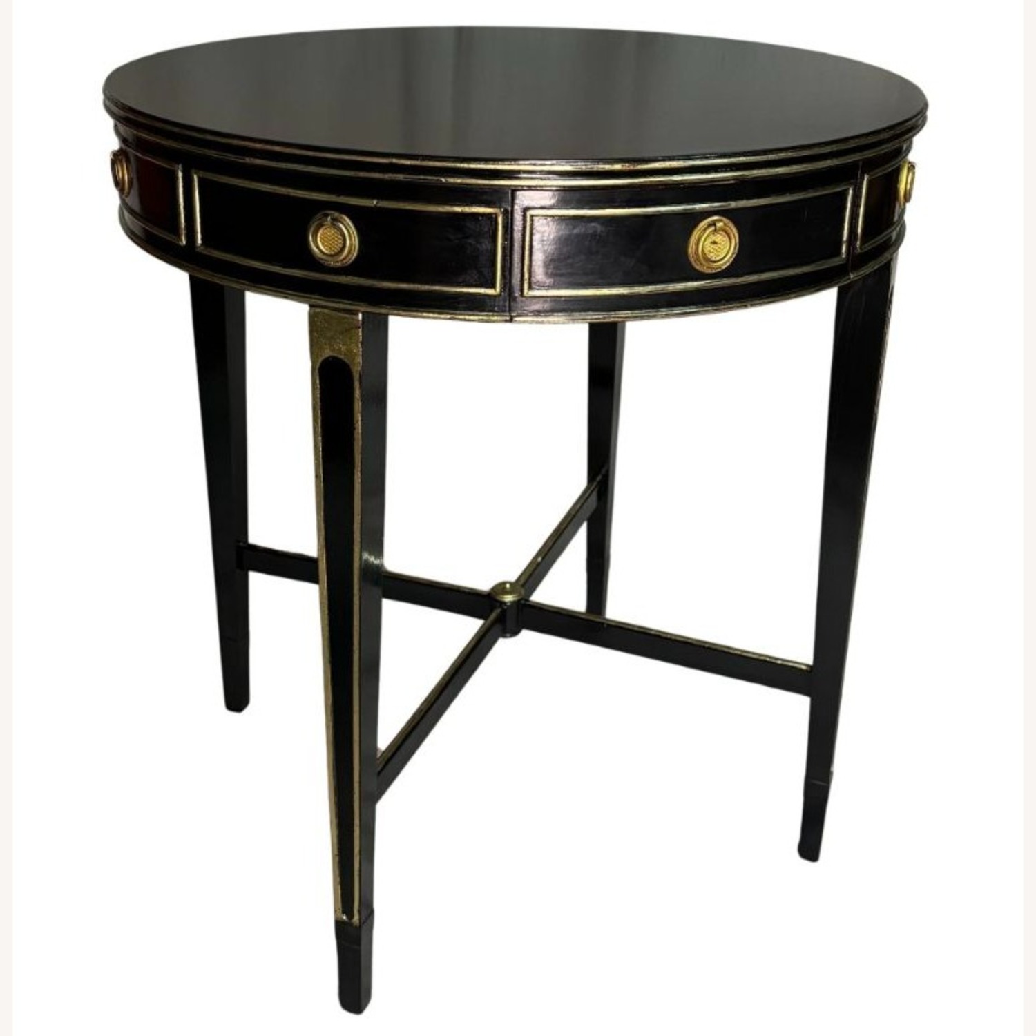 Vintage English Drum Table Tete De Negra - image-1