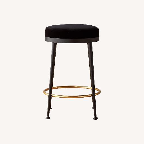 Used CB2 Atlas Black Velvet Counter Stools for sale on AptDeco