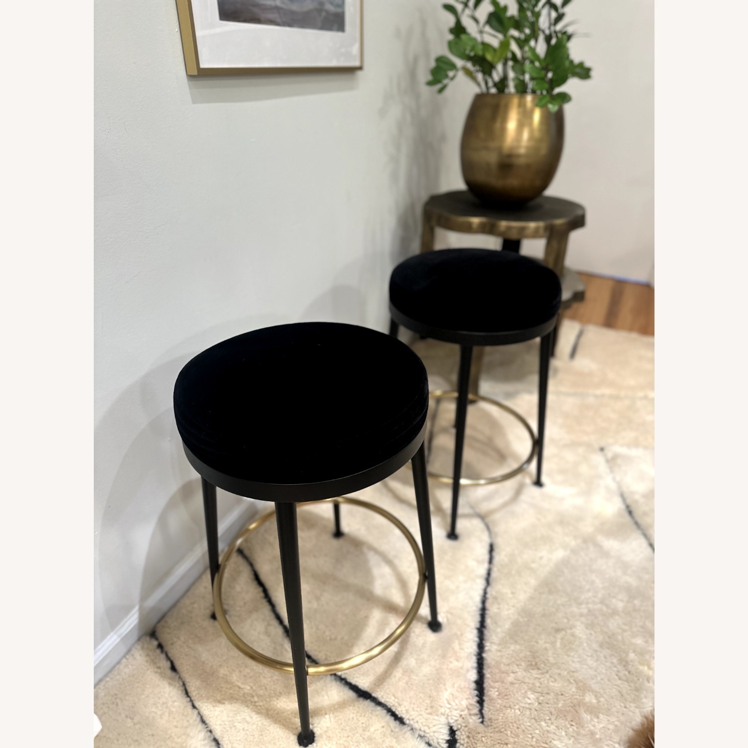 CB2 Atlas Black Velvet Counter Stools - image-4