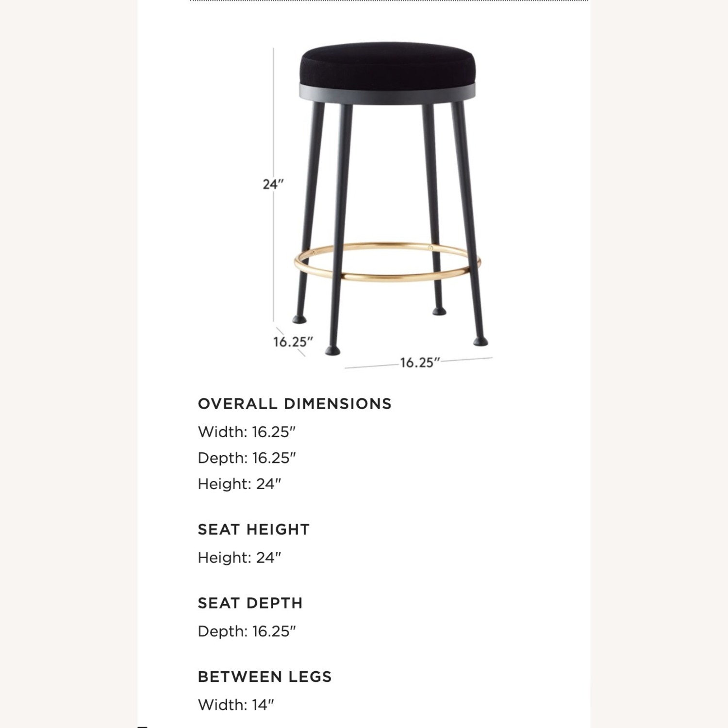 CB2 Atlas Black Velvet Counter Stools - image-1