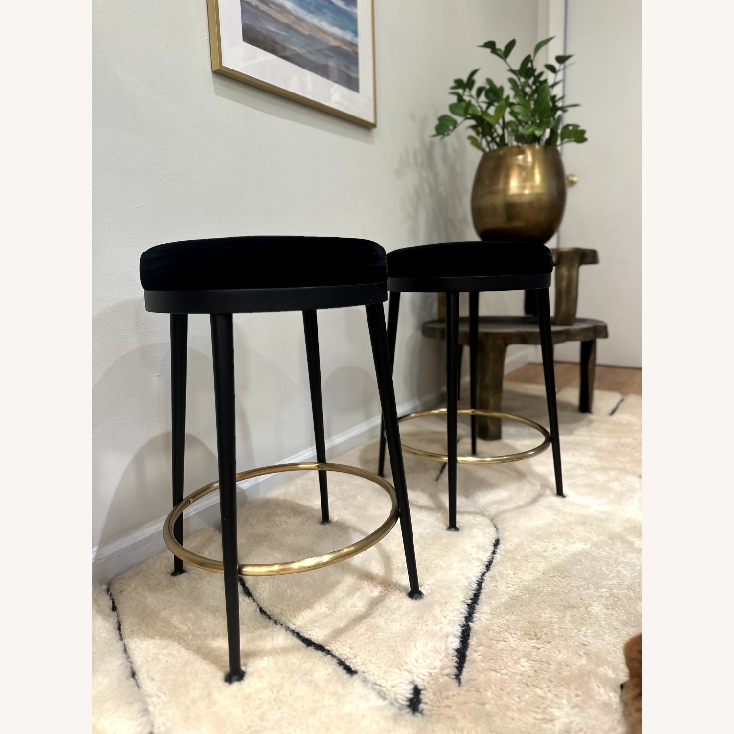 CB2 Atlas Black Velvet Counter Stools - image-2