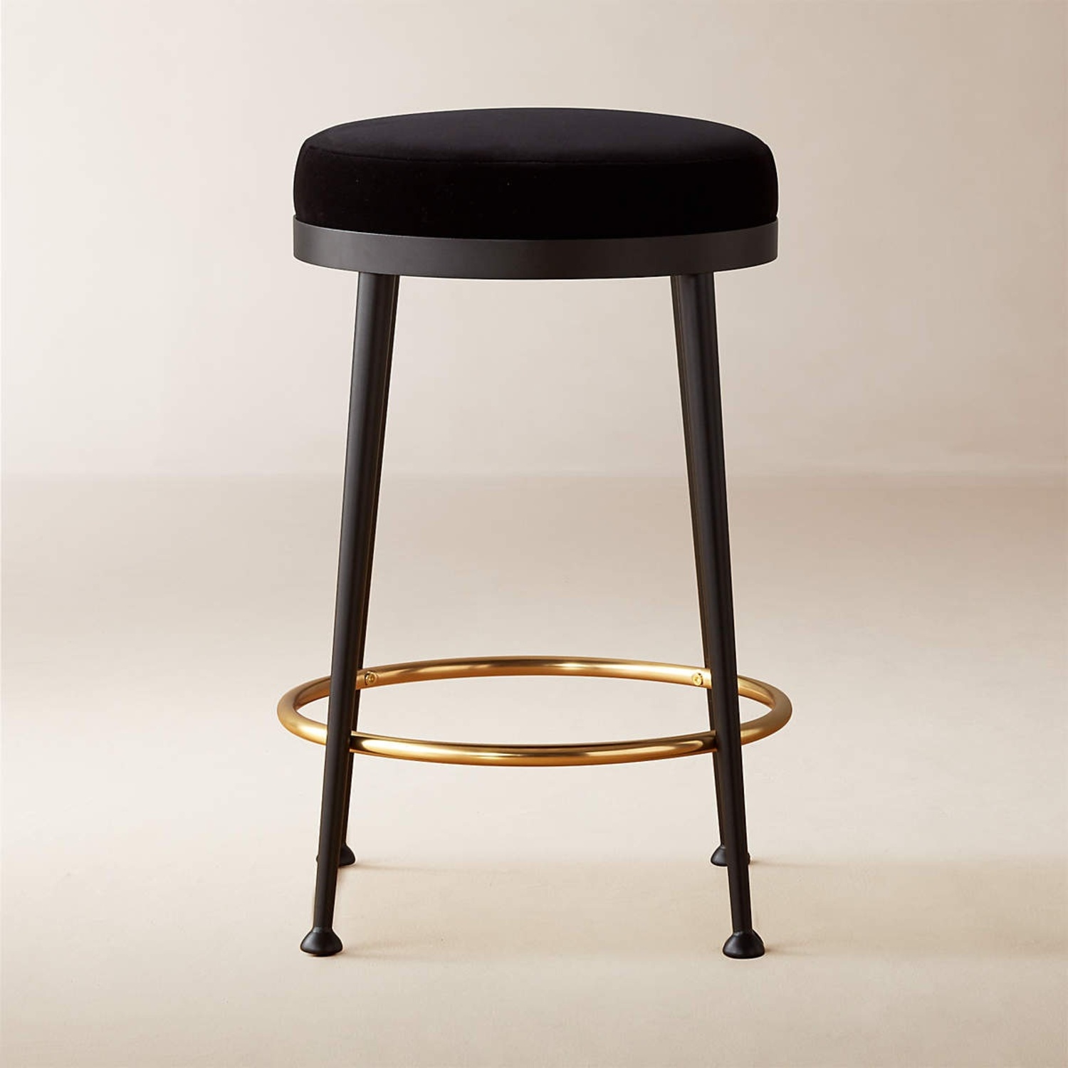 CB2 Atlas Black Velvet Counter Stools - image-7
