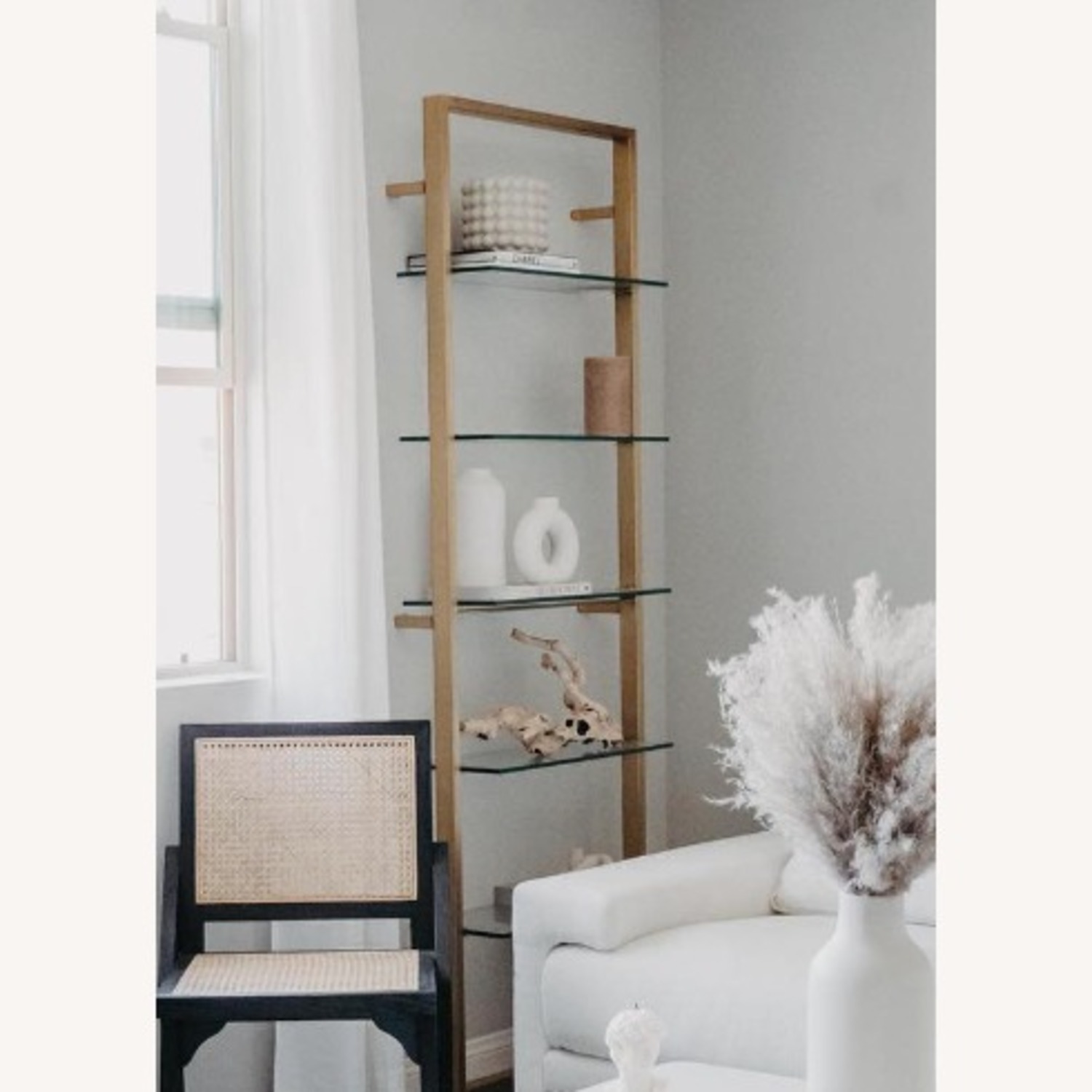 CB2 Tesso Brass Metal Wall Mount Bookshelf - image-3