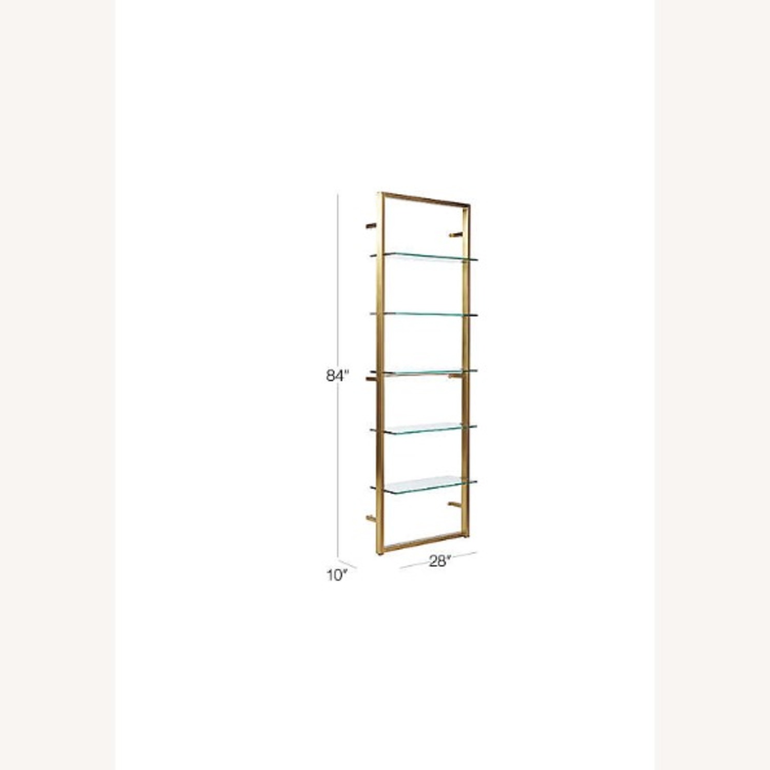 CB2 Tesso Brass Metal Wall Mount Bookshelf - image-1