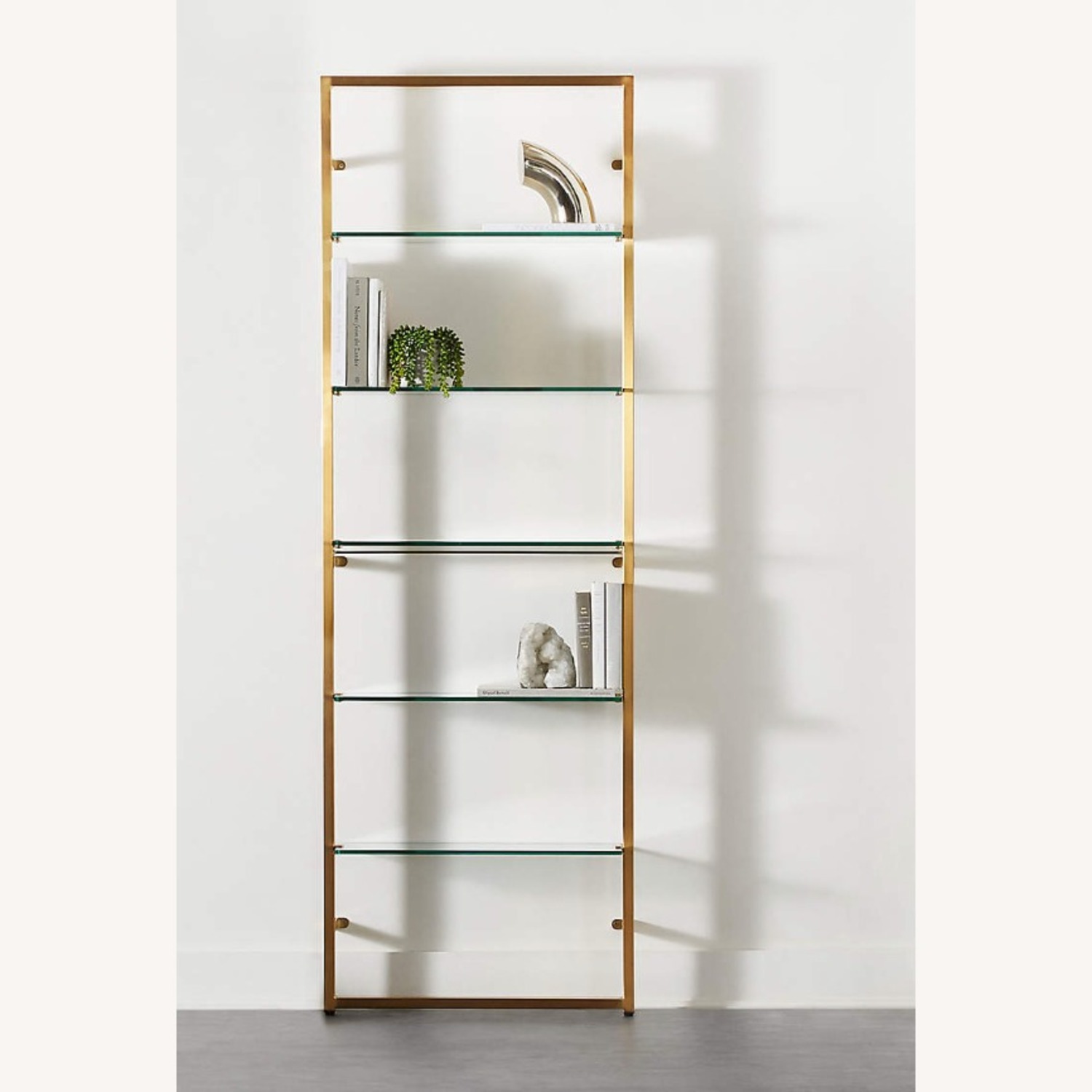 CB2 Tesso Brass Metal Wall Mount Bookshelf - image-2