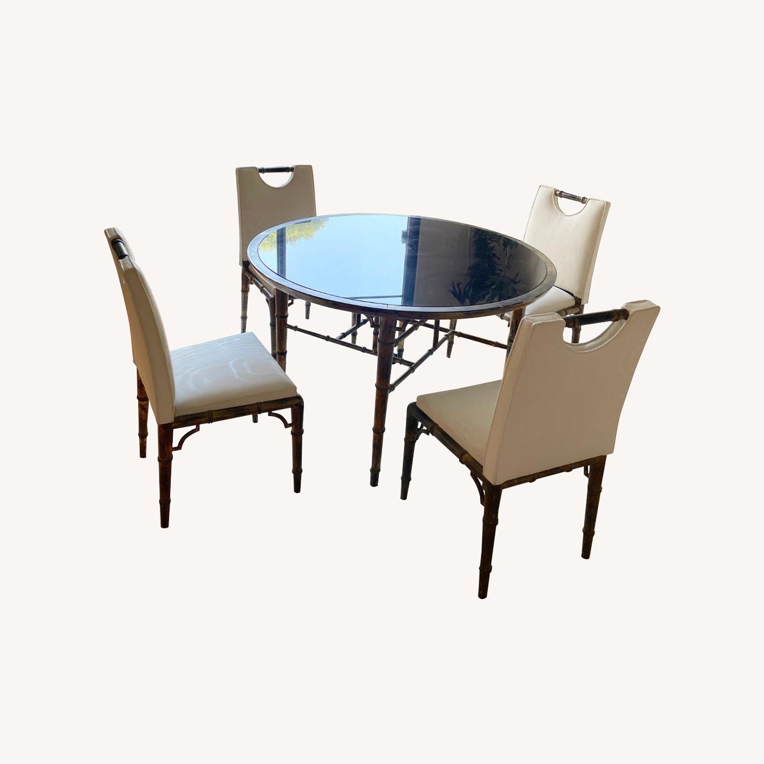 Arturo Pani 1960's Black Glass 4 Chair Table Set - image-0