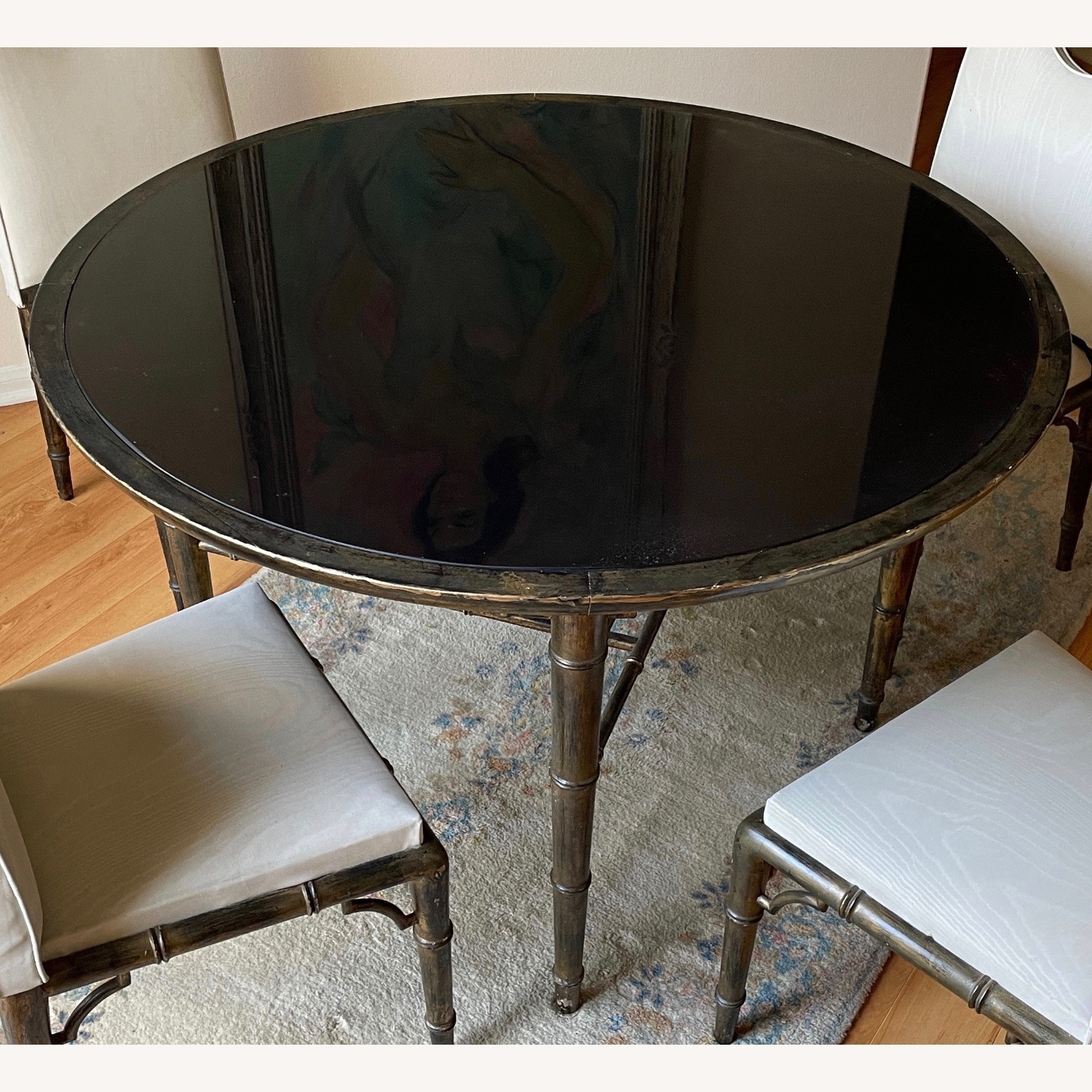 Arturo Pani 1960's Black Glass 4 Chair Table Set - image-6