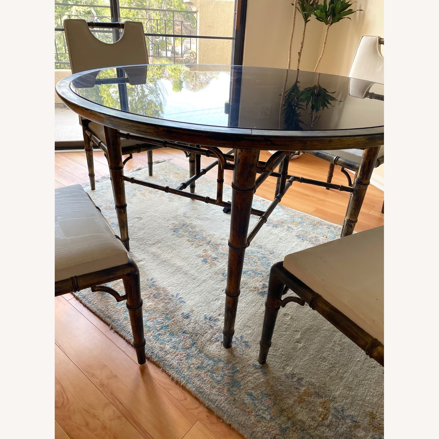 Arturo Pani 1960's Black Glass 4 Chair Table Set - image-2