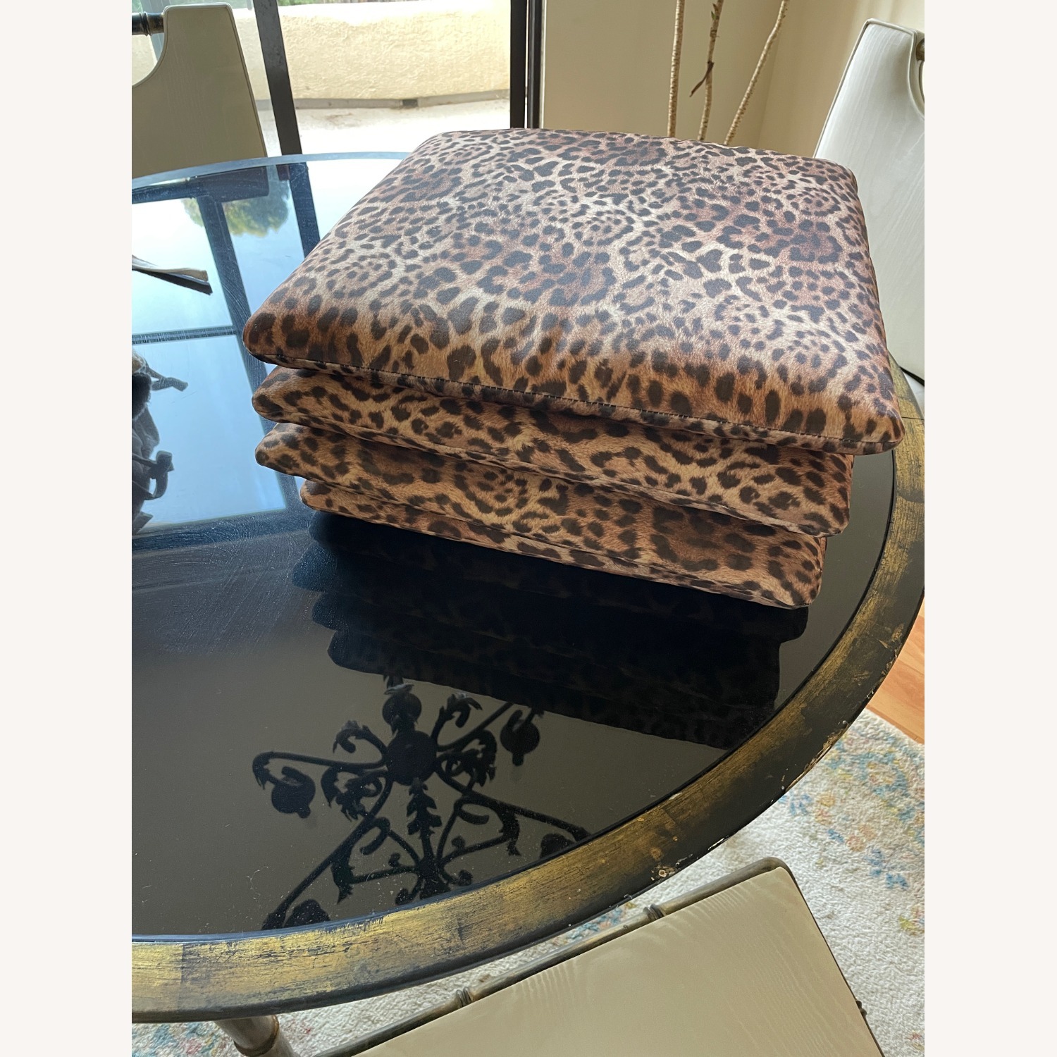 Arturo Pani 1960's Black Glass 4 Chair Table Set - image-7