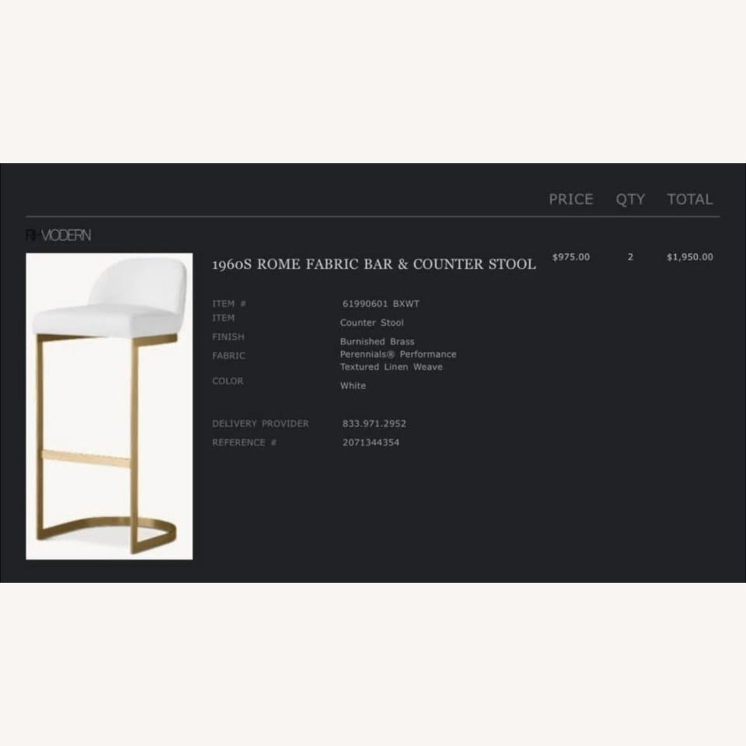 Restoration Hardware 1960s Rome Fabric Counter Stool - image-2