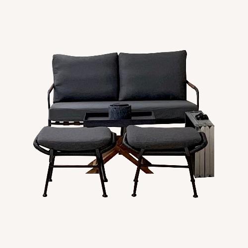 Used Outdoor Furniture Set (Loveseat, Ottomans, Table) for sale on AptDeco