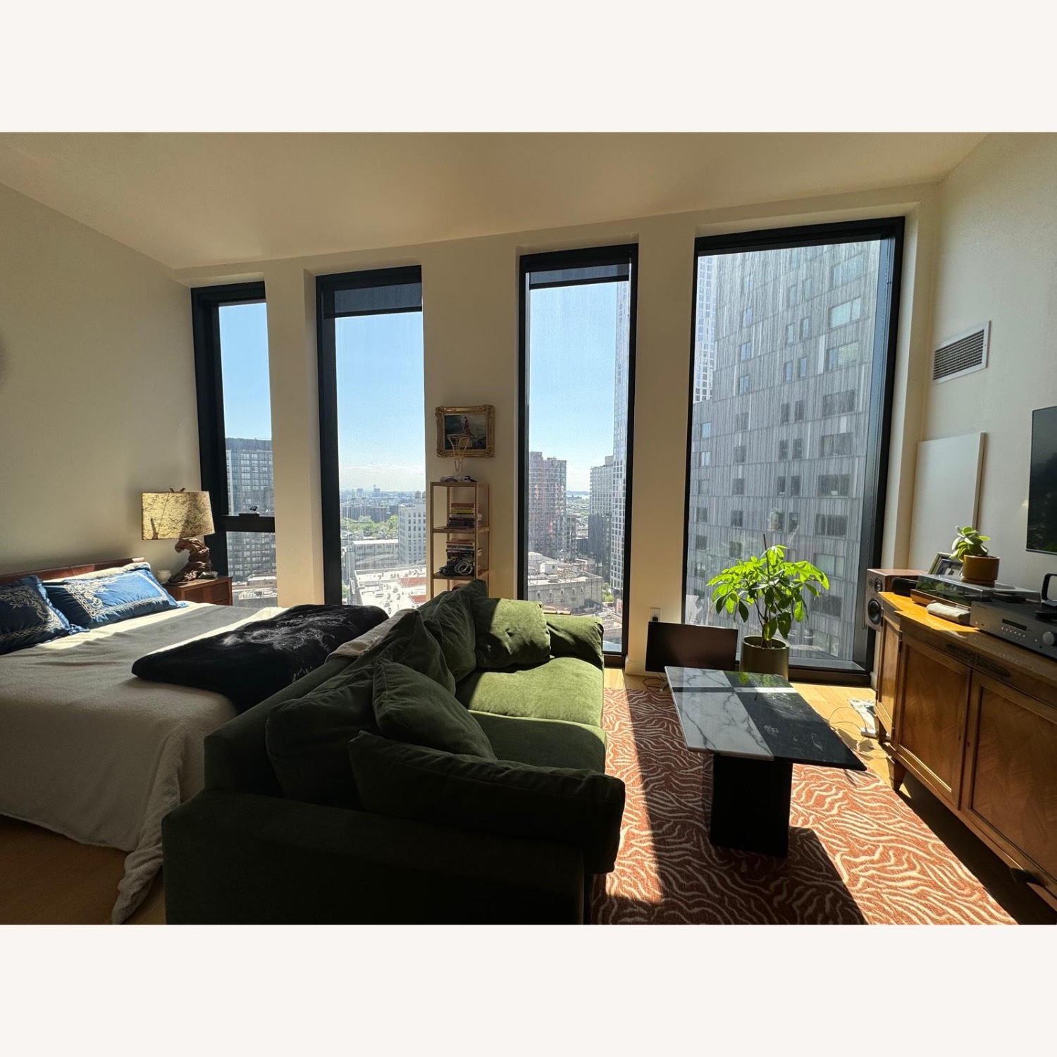 West Elm Harmony Green Velvet 2 Seater Couch - image-2