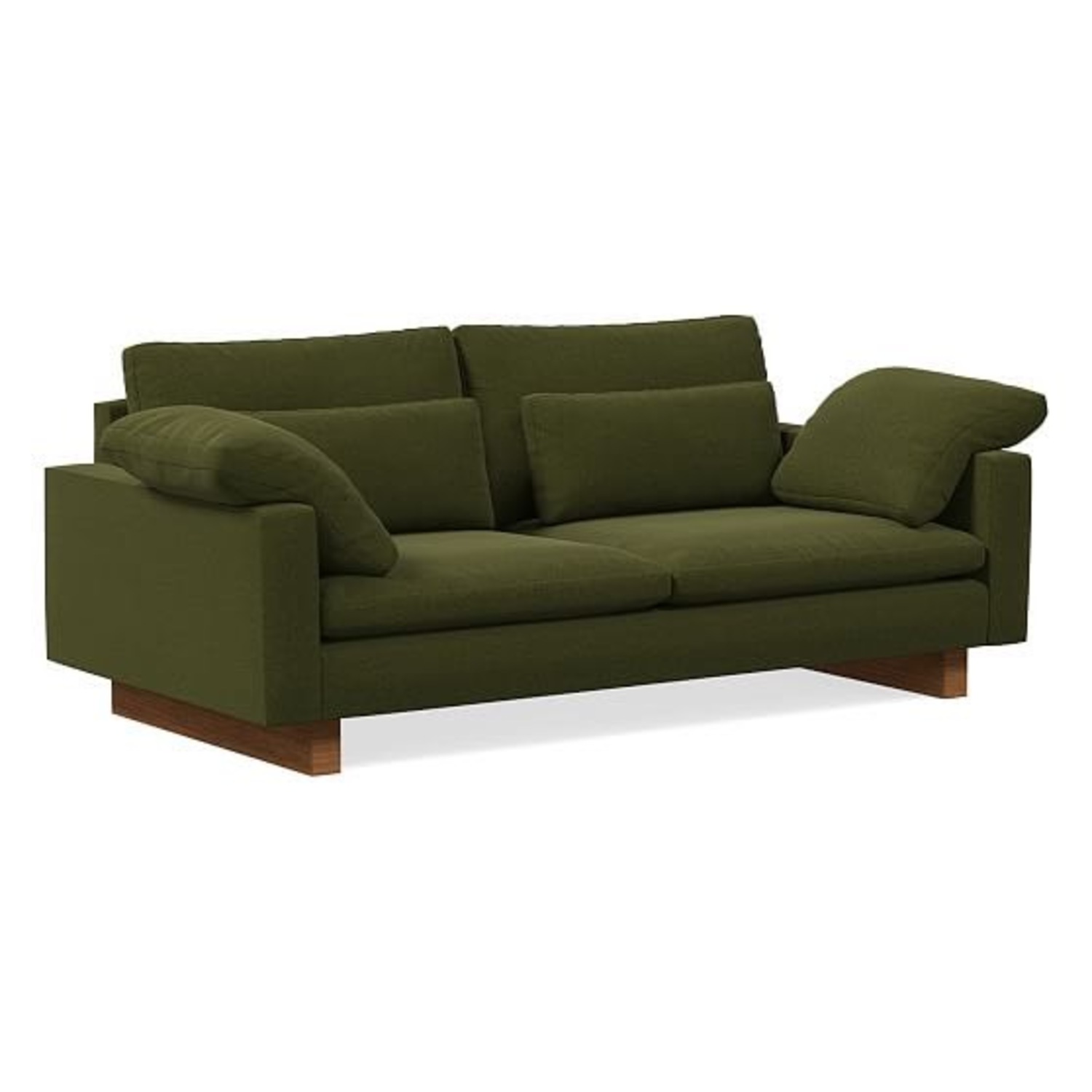 West Elm Harmony Green Velvet 2 Seater Couch - image-3