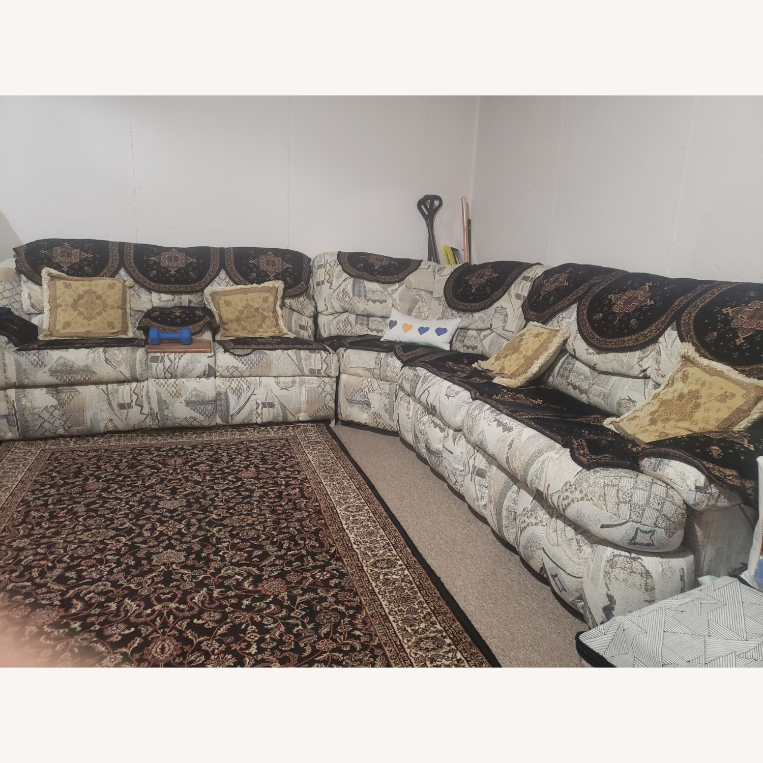 Levitz Furniture White Patterned Sofa - image-1