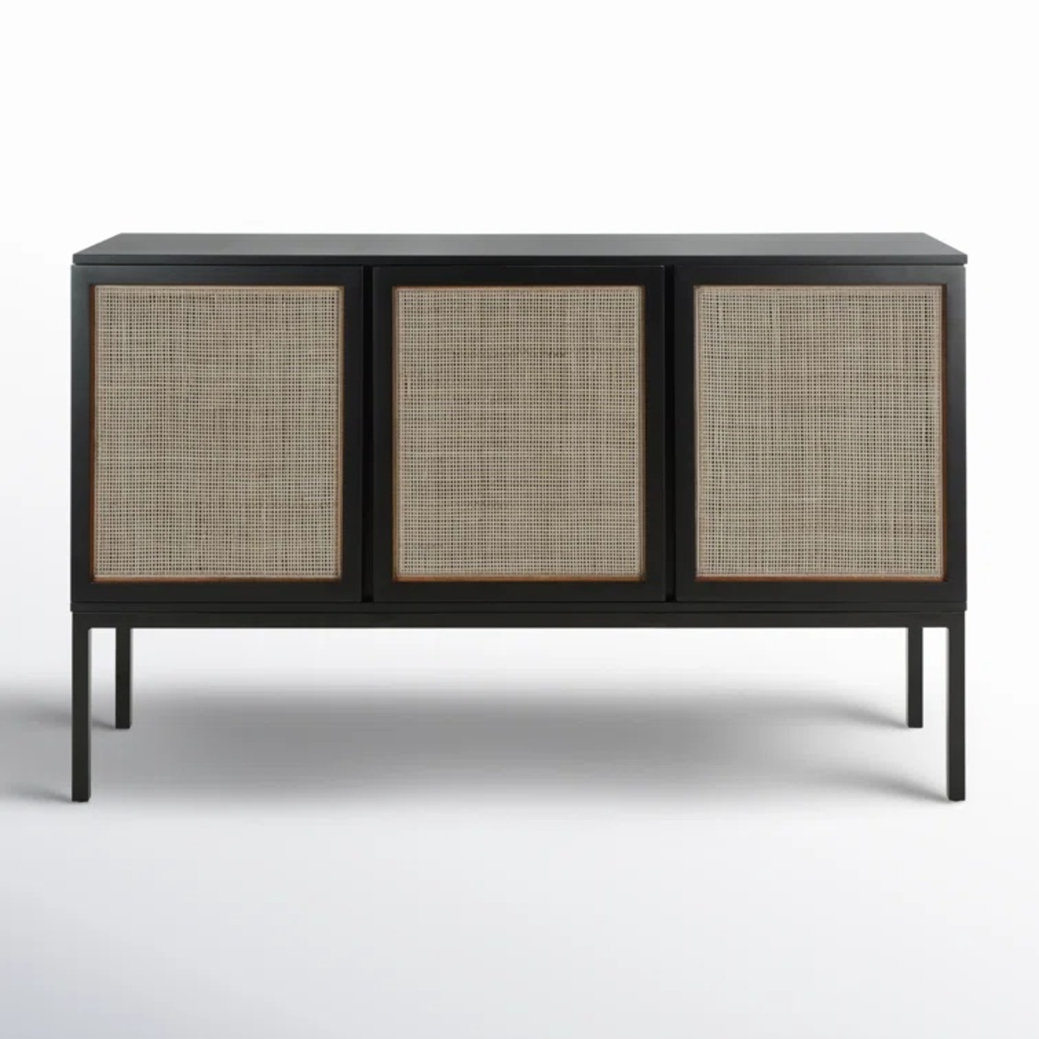Rattan Black Wood Media Console - image-4