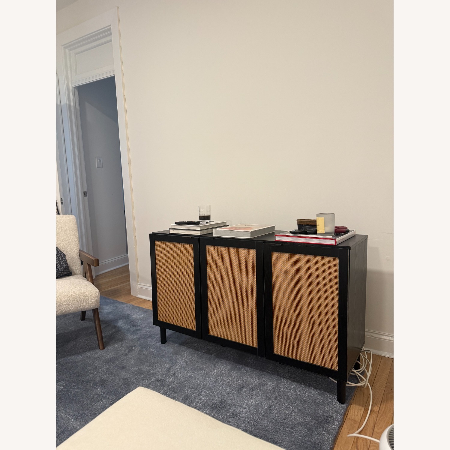 Rattan Black Wood Media Console - image-3