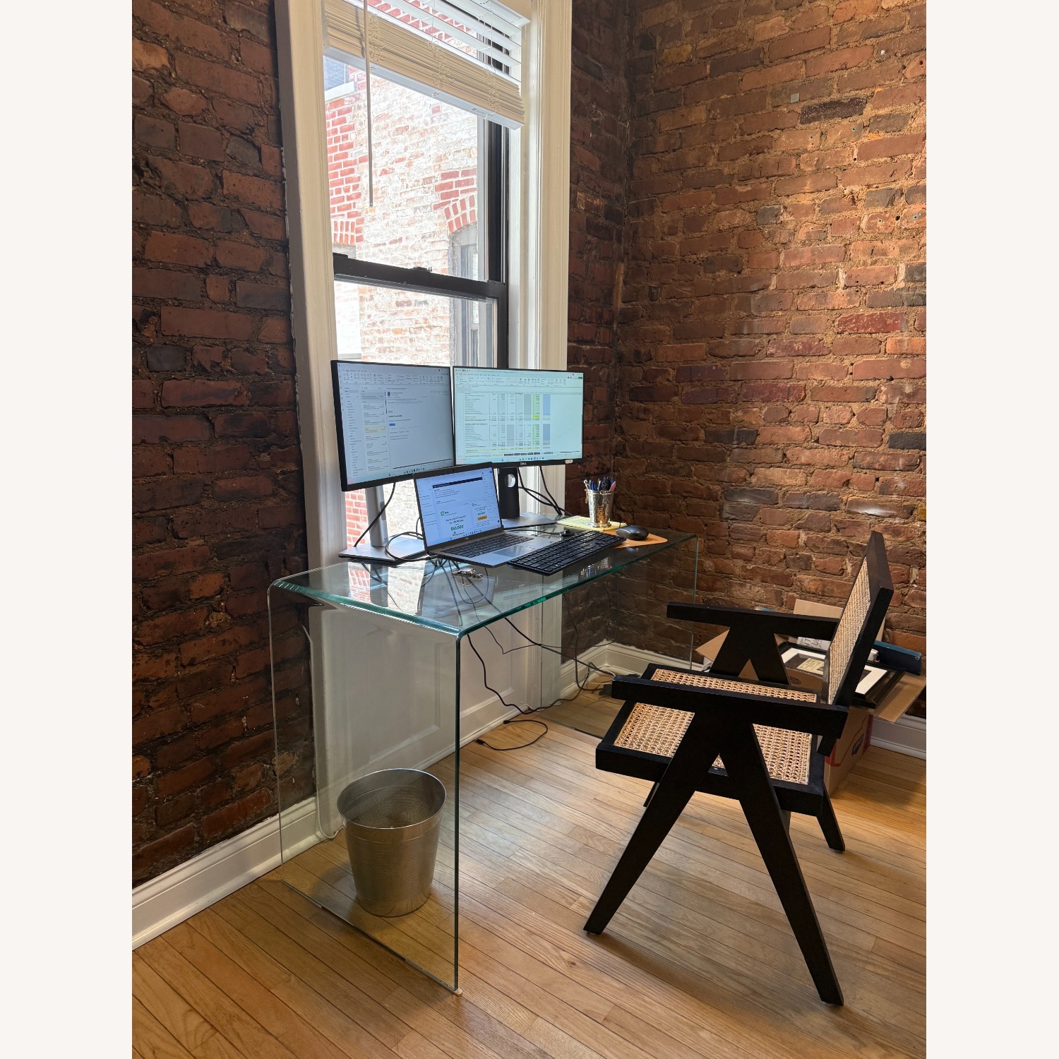 Amazon Neos Modern Glass Acrylic Waterfall Desk - image-2