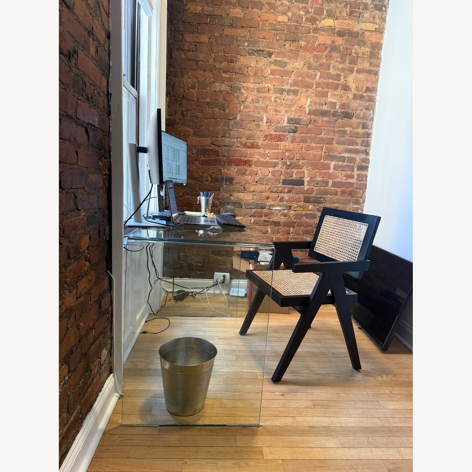 Amazon Neos Modern Glass Acrylic Waterfall Desk - image-3