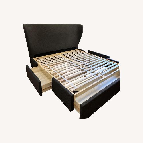 Used Crate & Barrel Carlie Wingback Bed with an Upholstered Storage Base for sale on AptDeco