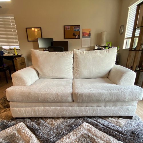 Used Marlie Loveseat Light Gray W Pillows for sale on AptDeco