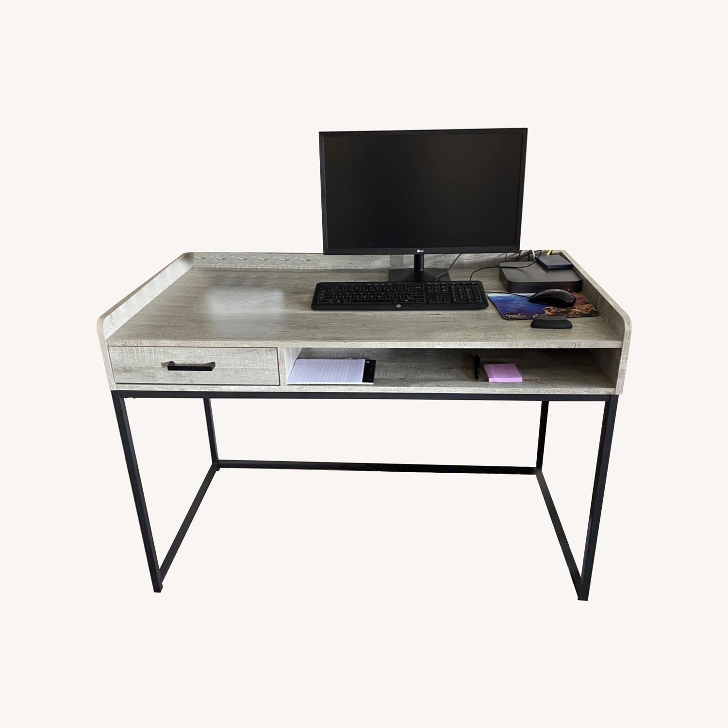 Value City Desk Gwen Gray w Power and Phone Charger Outlet - image-6