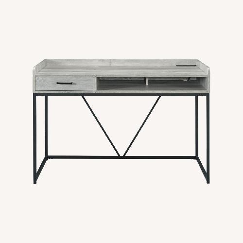Used Value City Desk Gwen Gray w Power and Phone Charger Outlet for sale on AptDeco