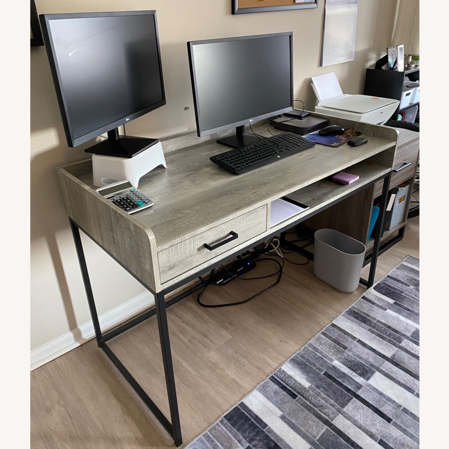 Value City Desk Gwen Gray w Power and Phone Charger Outlet - image-3