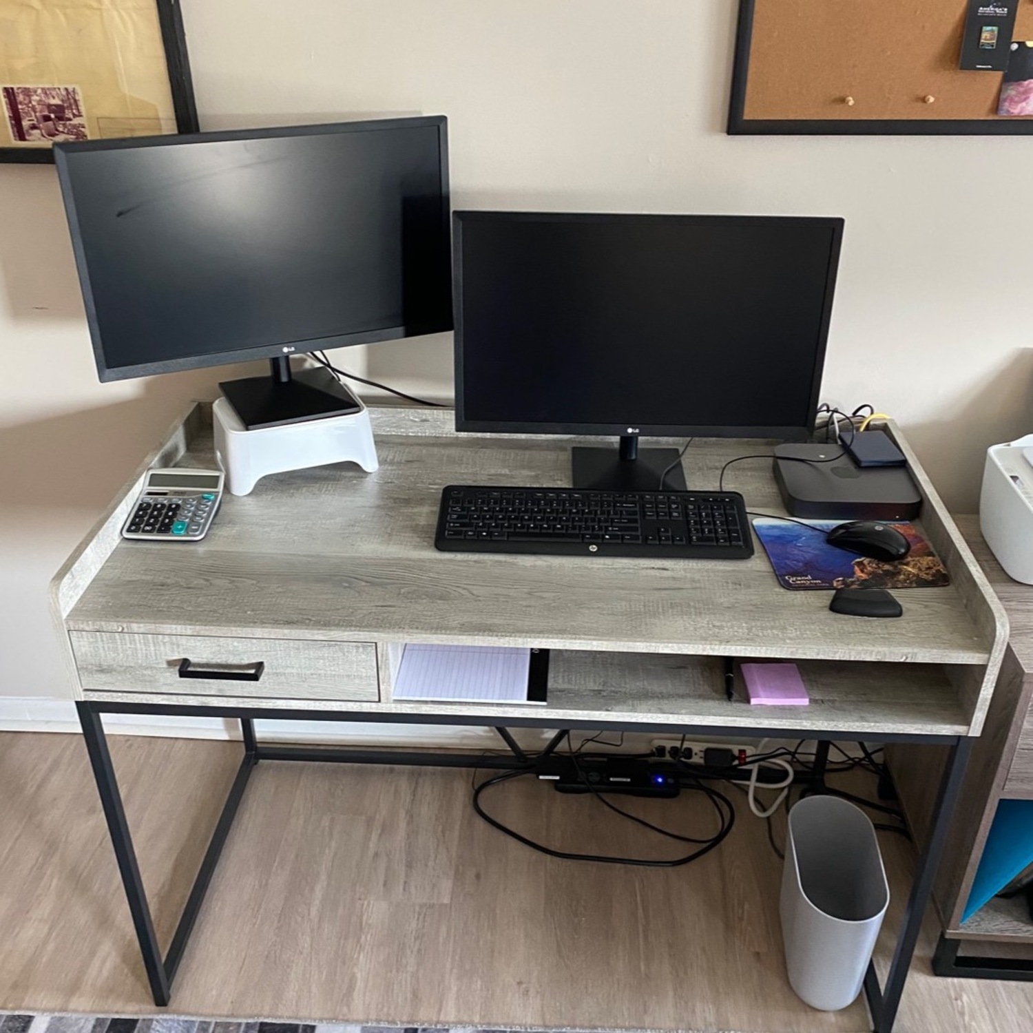 Value City Desk Gwen Gray w Power and Phone Charger Outlet - image-2