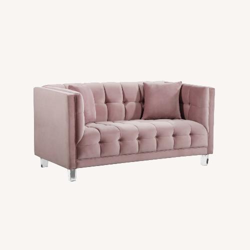 Used Rosdorf Park Rose Pink Velvet Loveseat  for sale on AptDeco