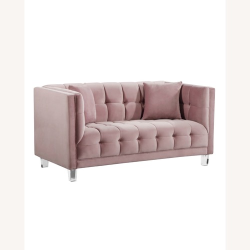 Used Rosdorf Park Rose Pink Velvet Loveseat  for sale on AptDeco
