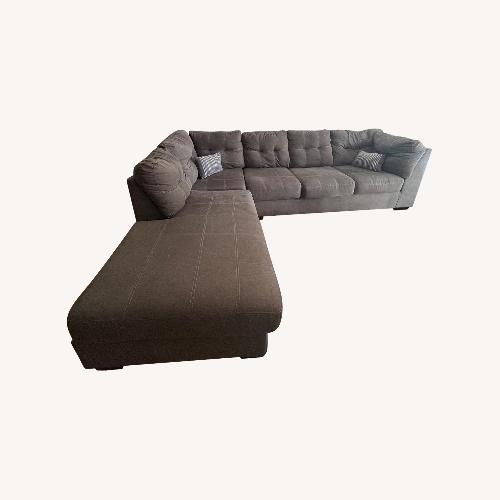 Used Raymour & Flanigan 2 Piece Sectional Chaise Couch for sale on AptDeco